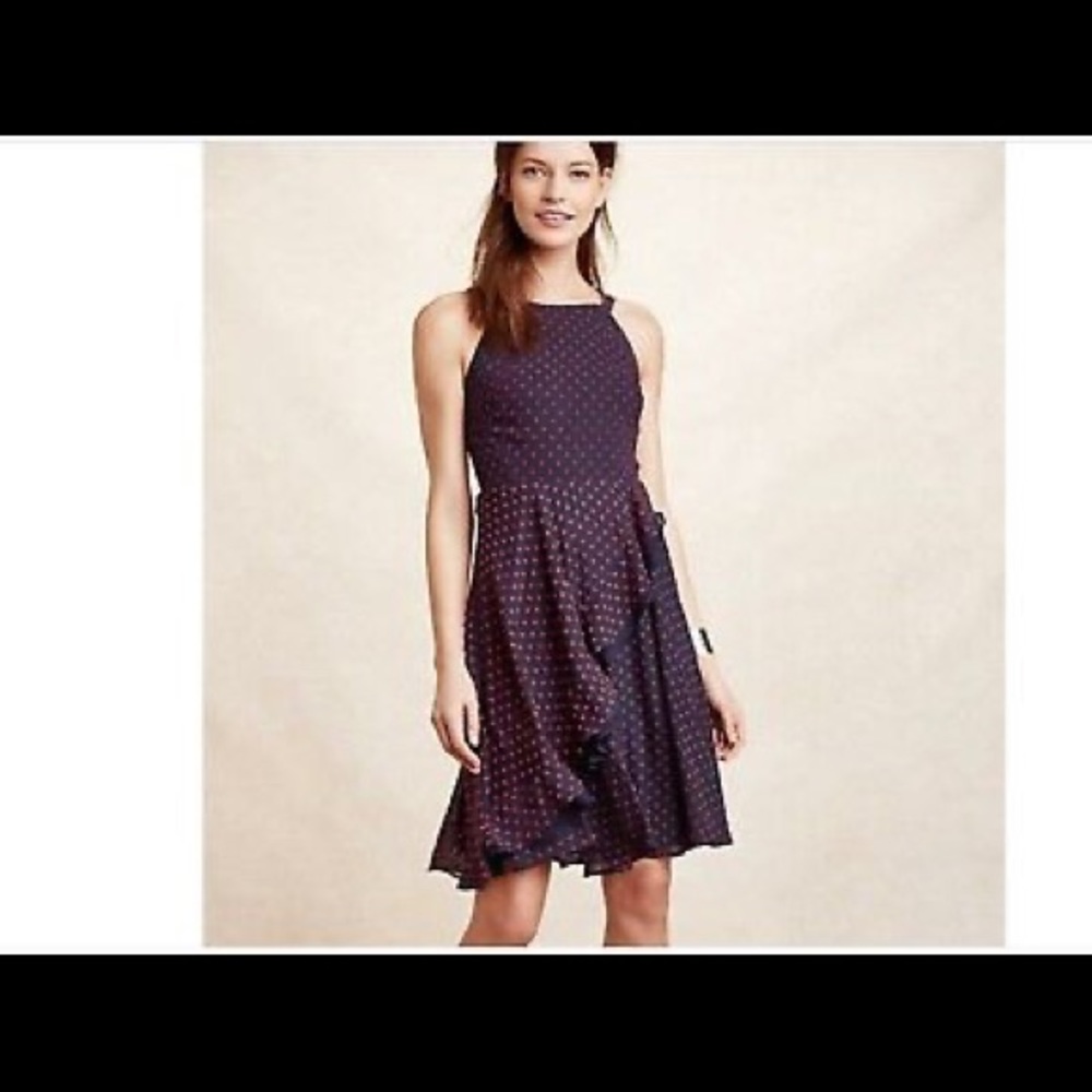 Anthropologie Eva Franco Ruffled Clipdot Dress SZ 10